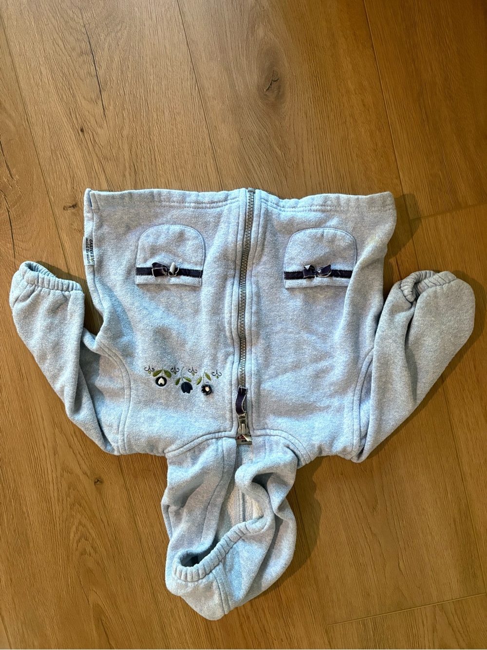 Carter's Light Gray Hooded Baby One-Piece with Floral Accents